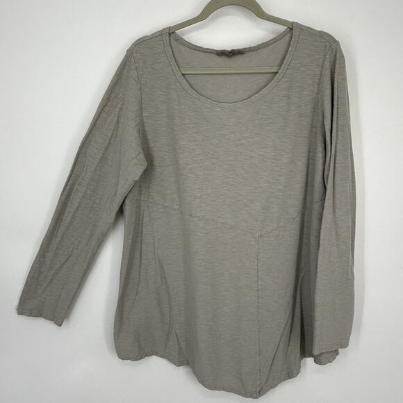 Cut Loose Tunic Top XL Light Gray Linen Cotton Blend Long Sleeve A-Line - Picture 10 of 10
